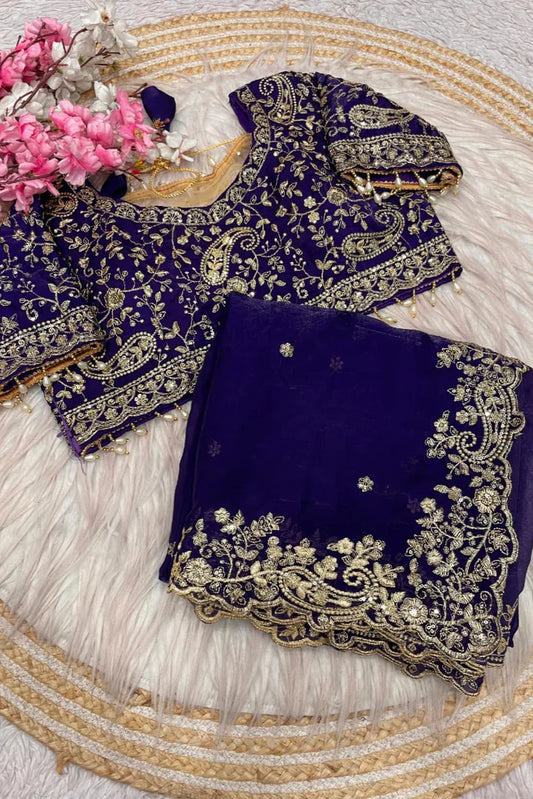 G - Royal Heavy Embroidered Wedding Saree
