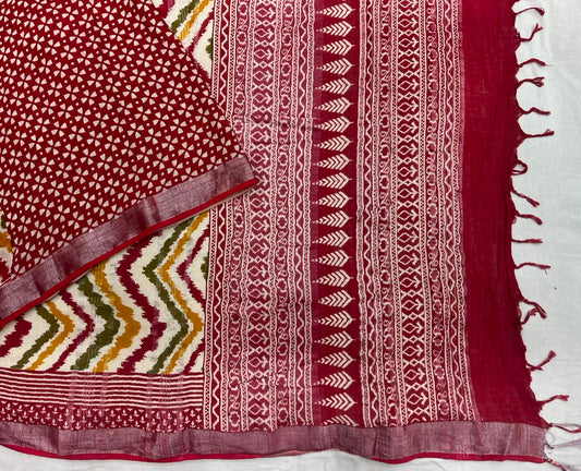 Classic Leheriya Design Linen Cotton Saree with Designer Blouse