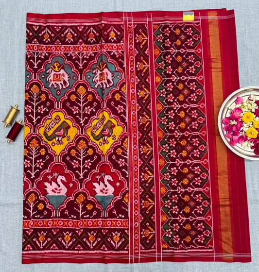Pure Hand-Woven Double Ikkat Patola Silk Saree – Royal Heritage Collection by Shantabaa Saree