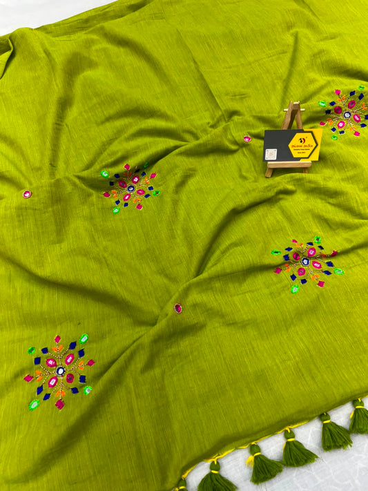 Shantabaa Saree Pure Handloom Cotton Saree with Elegant Resham Work