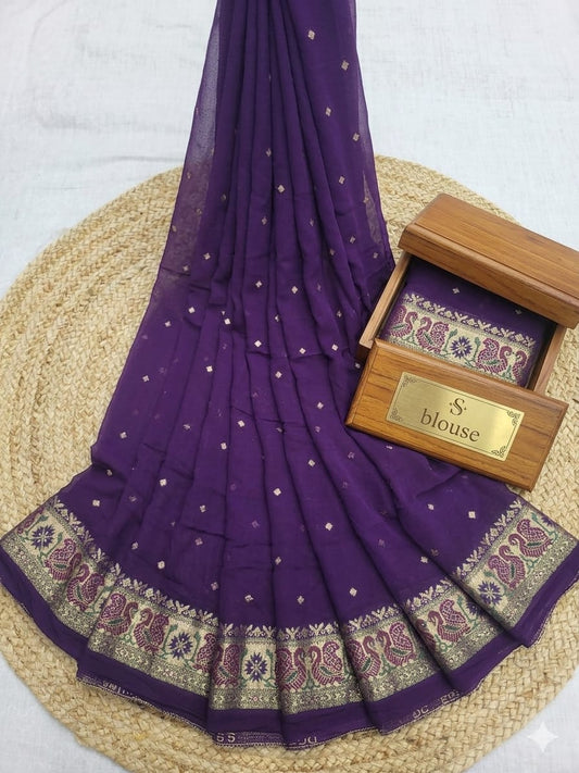 Traditional Georgette Saree with Heritage Pallu