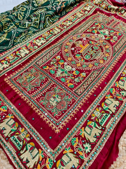 Exclusive Chanderi Bandhani Saree with Heavy Traditional  Pallu