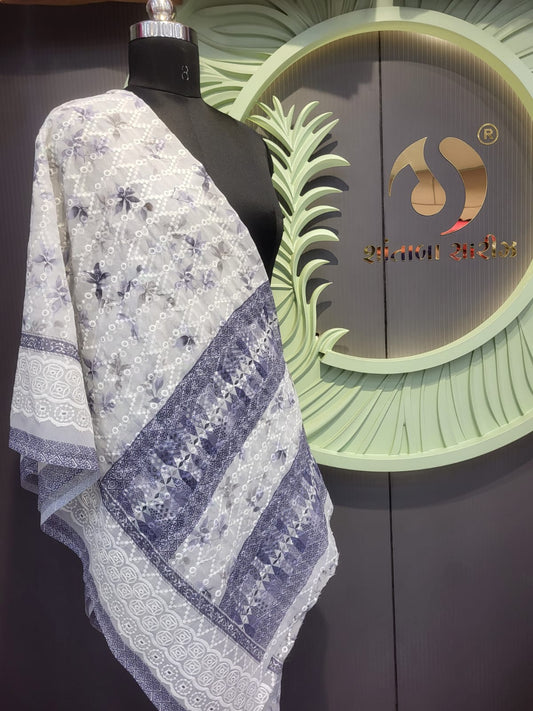 chikan digital work saree