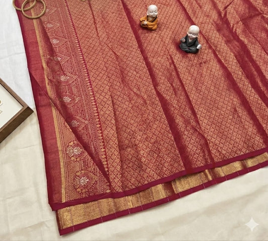 Pink & Gold Banarasi Silk Saree with Intricate Zari Weaving