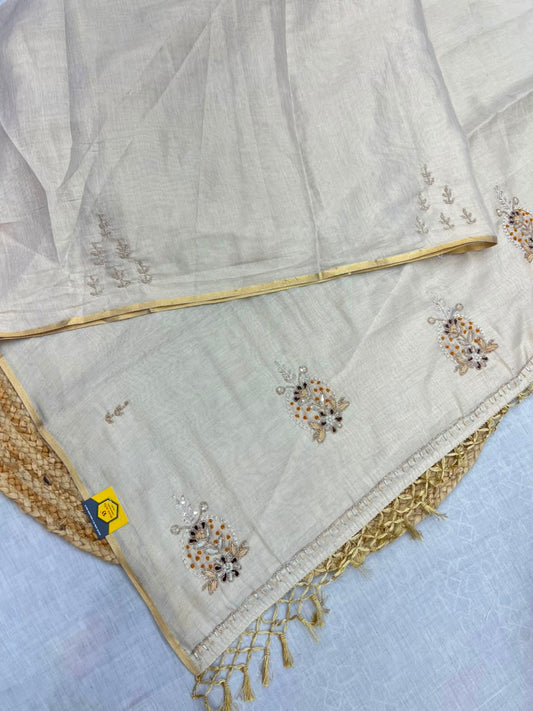 Shantabaa Saree | Pure Linen Cotton Handloom Style Work Saree