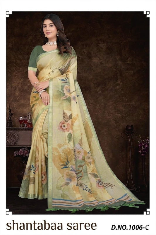 Shantabaa Saree | Elegant Floral Print Casual Saree with Tassels