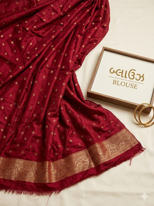 Classic silk saree with intricate zari & tassels