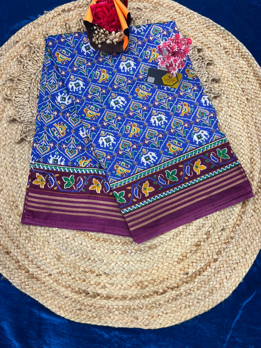 Traditional Elephant & Floral Motifs patola Saree