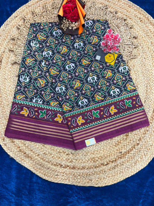 Traditional Elephant & Floral Motifs patola Saree