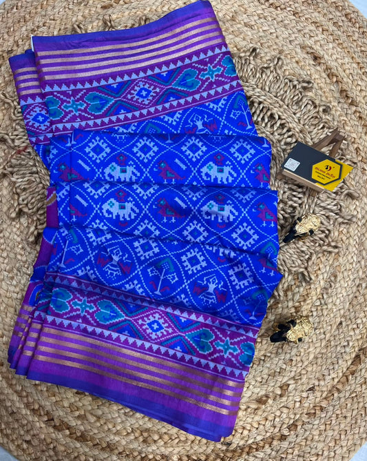 timeless classic Surti Patola in majestic royal blue